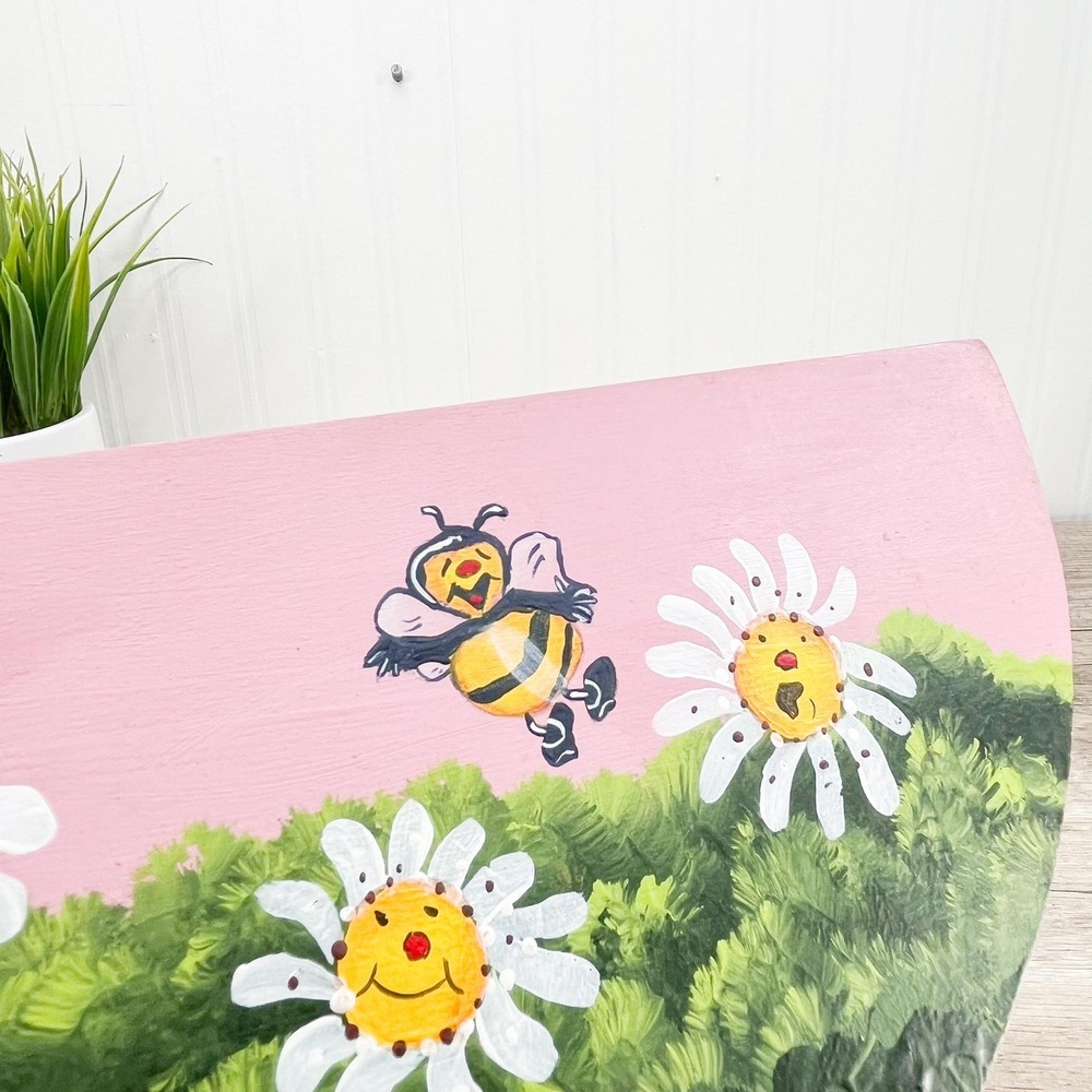 Vintage Wooden Shelf with Painted Bee & Daisies: Play Haus Whimsical Decor - Picture 7 of 14